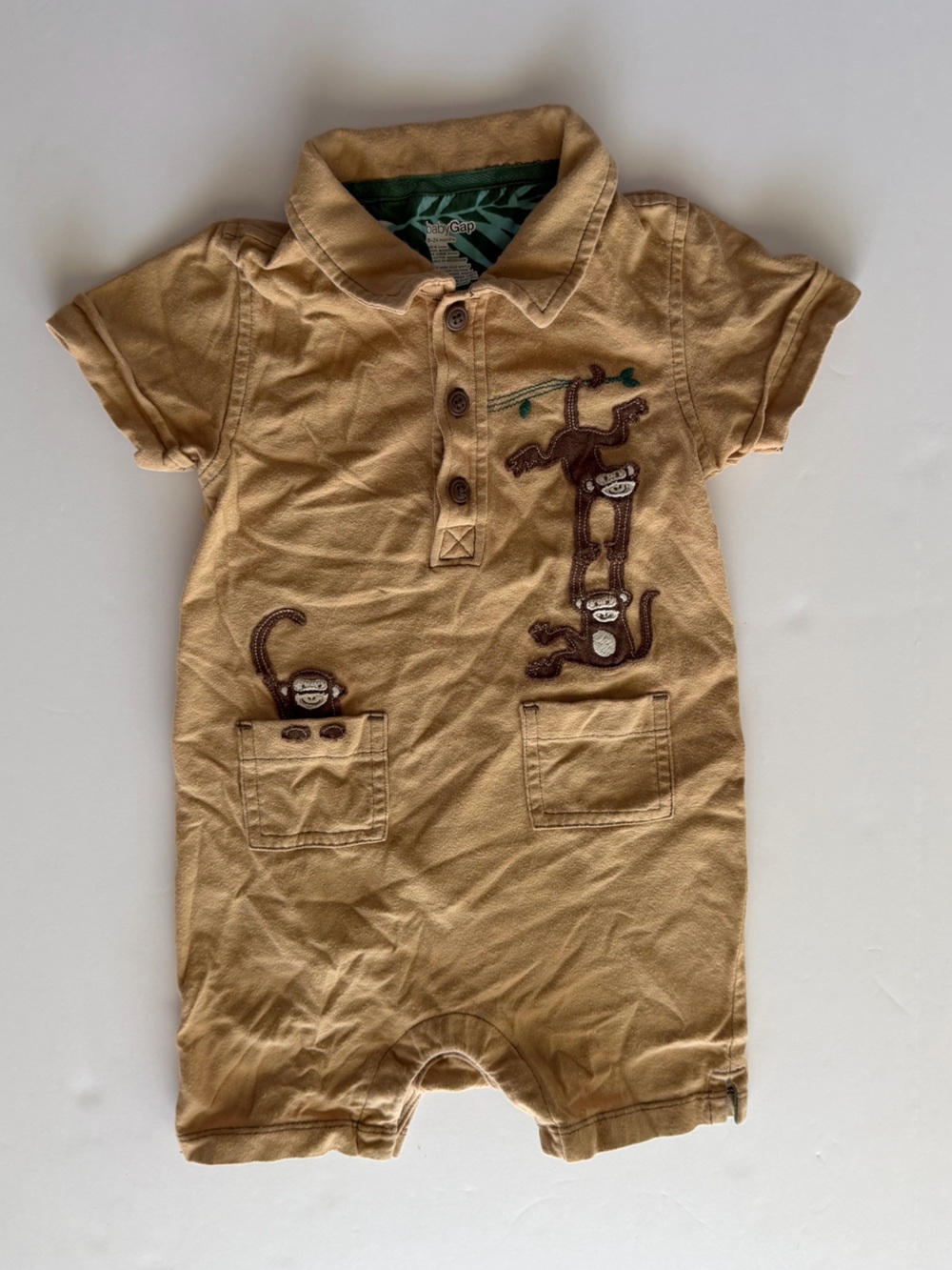 VTG Y2K Baby Gap 100% Cotton Monkey Snap Romper | 18-24 Months